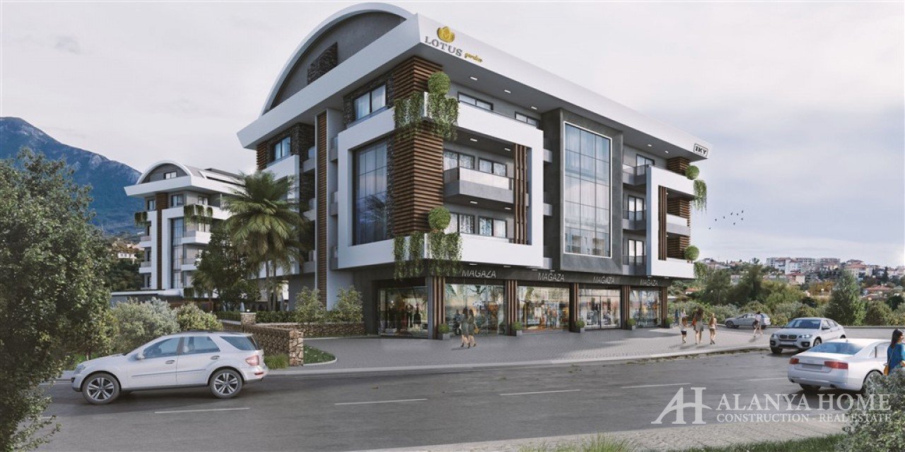 Lotus Garden Oba Alanya Antalya Türkiye satın alma satılık eşyalı tek yatak odalı daire yeni bir pro